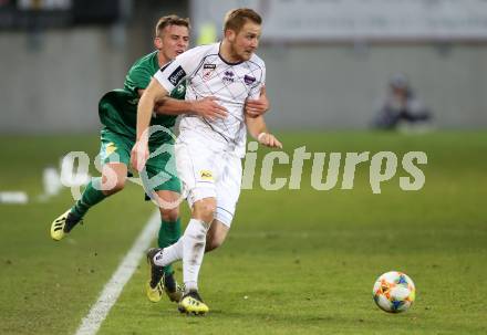 Fussball. 2. Liga. âSK Austria Klagenfurt gegen WSG Swarovski Wattens.  Markus Rusek, (Klagenfurt), Ignacio Jauregui  (Wattens). Klagenfurt, 8.3.2019.
Foto: Kuess
---
pressefotos, pressefotografie, kuess, qs, qspictures, sport, bild, bilder, bilddatenbank