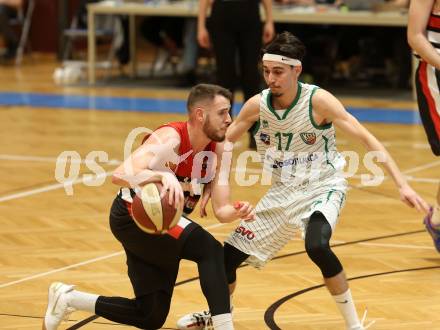 Basketball 2. Bundesliga. Grunddurchgang 22. Runde. KOS Celovec gegen   	Panaceo Raiders Villach. Volkan Oezdemir (KOS), Martin Bajc (Villach). Klagenfurt, am 9.3.2019.
Foto: Kuess
---
pressefotos, pressefotografie, kuess, qs, qspictures, sport, bild, bilder, bilddatenbank