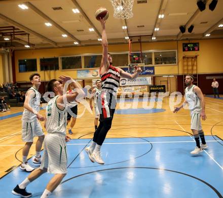 Basketball 2. Bundesliga. Grunddurchgang 22. Runde. KOS Celovec gegen   	Panaceo Raiders Villach. Andi Smrtnik (KOS), Martin Bajc (Villach). Klagenfurt, am 9.3.2019.
Foto: Kuess
---
pressefotos, pressefotografie, kuess, qs, qspictures, sport, bild, bilder, bilddatenbank