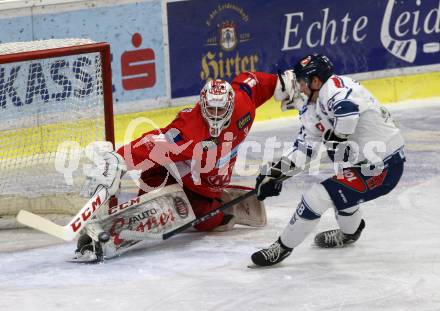 EBEL. Eishockey Bundesliga. KAC gegen	Fehervar AV 19. David Madlehner, (KAC), Tamas Robert Sarpatki  (Fehervar AV 19). Klagenfurt, am 10.3.2019.
Foto: Kuess

---
pressefotos, pressefotografie, kuess, qs, qspictures, sport, bild, bilder, bilddatenbank