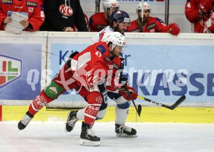 EBEL. Eishockey Bundesliga. KAC gegen	Fehervar AV 19. Marcel Witting,  (KAC), Zack Phillips (Fehervar AV 19). Klagenfurt, am 10.3.2019.
Foto: Kuess

---
pressefotos, pressefotografie, kuess, qs, qspictures, sport, bild, bilder, bilddatenbank