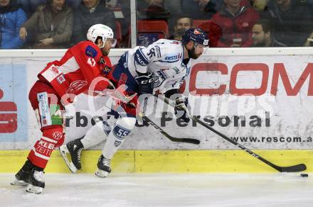 EBEL. Eishockey Bundesliga. KAC gegen	Fehervar AV 19. Marcel Witting,  (KAC), Andrew Sarauer (Fehervar AV 19). Klagenfurt, am 10.3.2019.
Foto: Kuess

---
pressefotos, pressefotografie, kuess, qs, qspictures, sport, bild, bilder, bilddatenbank