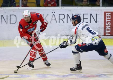 EBEL. Eishockey Bundesliga. KAC gegen	Fehervar AV 19. Nicholas ERic Petersen,  (KAC), Ty Wishart (Fehervar AV 19). Klagenfurt, am 10.3.2019.
Foto: Kuess

---
pressefotos, pressefotografie, kuess, qs, qspictures, sport, bild, bilder, bilddatenbank