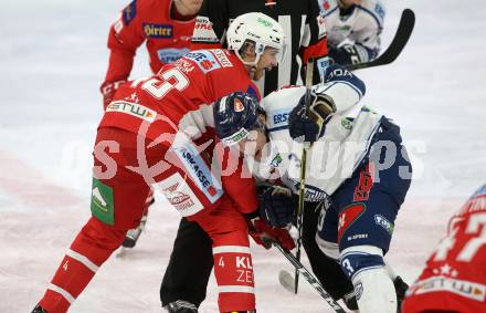 EBEL. Eishockey Bundesliga. KAC gegen	Fehervar AV 19. Dennis Sticha,  (KAC), Aron Sandor Reisz (Fehervar AV 19). Klagenfurt, am 10.3.2019.
Foto: Kuess

---
pressefotos, pressefotografie, kuess, qs, qspictures, sport, bild, bilder, bilddatenbank