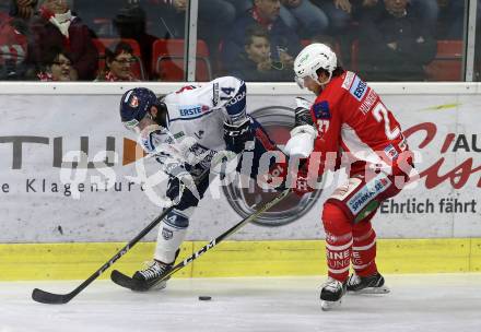 EBEL. Eishockey Bundesliga. KAC gegen	Fehervar AV 19. Thomas Hundertpfund, (KAC), Eric Wayne Meland  (Fehervar AV 19). Klagenfurt, am 10.3.2019.
Foto: Kuess

---
pressefotos, pressefotografie, kuess, qs, qspictures, sport, bild, bilder, bilddatenbank