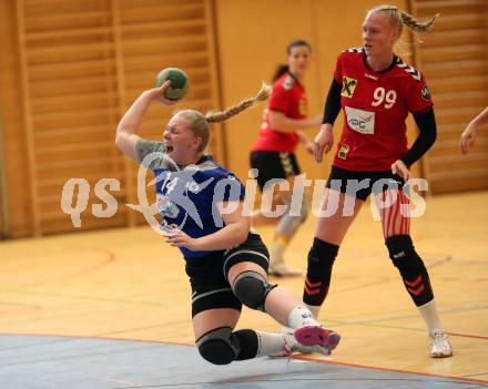 Handball Damen. SC kelag Ferlach/Feldkirchen gegen Union APG Korneuburg Handball Damen. Cernivec Adrijana (Ferlach),  REICHERT Johanna (Korneuburg). Ferlach, 2.3.2019.
Foto: Kuess
---
pressefotos, pressefotografie, kuess, qs, qspictures, sport, bild, bilder, bilddatenbank