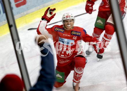 EBEL. Eishockey Bundesliga. KAC gegen	HCB Suedtirol Alperia.  Torjubel Johannes Bischofberger (KAC). Klagenfurt, am 13.3.2019.
Foto: Kuess

---
pressefotos, pressefotografie, kuess, qs, qspictures, sport, bild, bilder, bilddatenbank