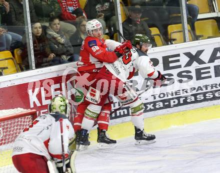 EBEL. Eishockey Bundesliga. KAC gegen	HCB Suedtirol Alperia. Neal Matthew (KAC), Marchetti Stefano (Bozen). Klagenfurt, am 13.3.2019.
Foto: Kuess

---
pressefotos, pressefotografie, kuess, qs, qspictures, sport, bild, bilder, bilddatenbank