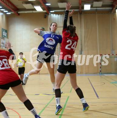 Handball Damen. SC kelag Ferlach/Feldkirchen gegen Union APG Korneuburg Handball Damen. Matavs Nika (Ferlach), SKVORC Nicolina (Korneuburg). Ferlach, 2.3.2019.
Foto: Kuess
---
pressefotos, pressefotografie, kuess, qs, qspictures, sport, bild, bilder, bilddatenbank