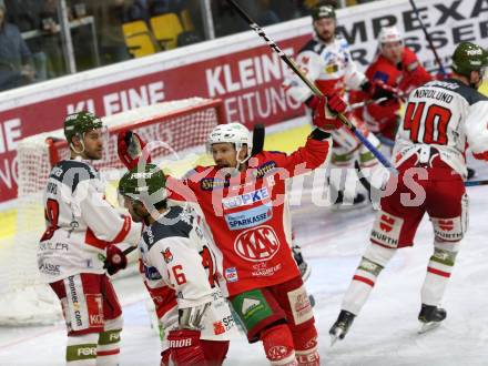 EBEL. Eishockey Bundesliga. KAC gegen	HCB Suedtirol Alperia. Torjubel  Koch Thomas,  (KAC). Klagenfurt, am 13.3.2019.
Foto: Kuess

---
pressefotos, pressefotografie, kuess, qs, qspictures, sport, bild, bilder, bilddatenbank