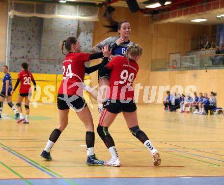 Handball Damen. SC kelag Ferlach/Feldkirchen gegen Union APG Korneuburg Handball Damen. KAVALAR Anna-Maria (Ferlach), SKVORC Nicolina, REICHERT Johanna (Korneuburg). Ferlach, 2.3.2019.
Foto: Kuess
---
pressefotos, pressefotografie, kuess, qs, qspictures, sport, bild, bilder, bilddatenbank