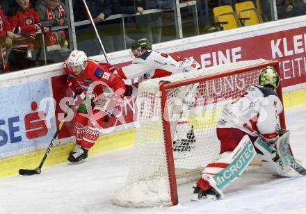 EBEL. Eishockey Bundesliga. KAC gegen	HCB Suedtirol Alperia. Neal Matthew (KAC), Glira Daniel (Bozen). Klagenfurt, am 13.3.2019.
Foto: Kuess

---
pressefotos, pressefotografie, kuess, qs, qspictures, sport, bild, bilder, bilddatenbank