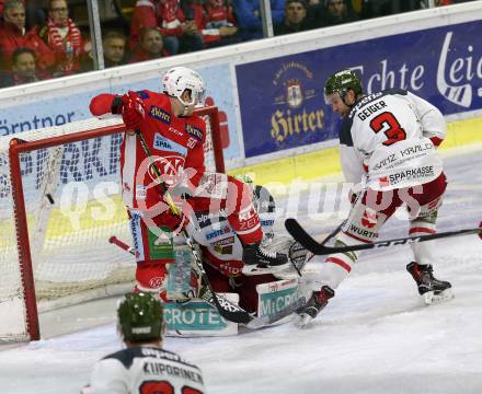 EBEL. Eishockey Bundesliga. KAC gegen	HCB Suedtirol Alperia. Neal Matthew (KAC), Smith Jacob Wesley, Geiger Paul (Bozen). Klagenfurt, am 13.3.2019.
Foto: Kuess

---
pressefotos, pressefotografie, kuess, qs, qspictures, sport, bild, bilder, bilddatenbank