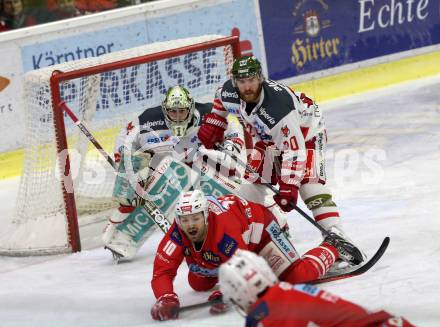 EBEL. Eishockey Bundesliga. KAC gegen	HCB Suedtirol Alperia.  Kozek Andrew Jacob (KAC), Brace Riley, Smith Jacob Wesley (Bozen). Klagenfurt, am 13.3.2019.
Foto: Kuess

---
pressefotos, pressefotografie, kuess, qs, qspictures, sport, bild, bilder, bilddatenbank