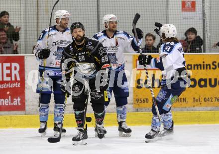 Eishockey. AHC DIVISION 1. ESC RegYou Steindorf gegen EC LiWOdruck Spittal. Torjubel Benjamin Petrik, Christof Martinz, Andreas Wiedergut (Steindorf).  Steindorf, 9.3.2019.
Foto: Kuess


---
pressefotos, pressefotografie, kuess, qs, qspictures, sport, bild, bilder, bilddatenbank