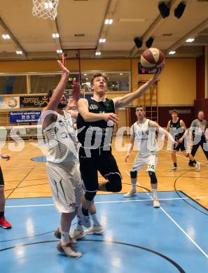 Basketball 2. Bundesliga. Play Down 1. Runde. KOS Celovec gegen   	Deutsch Wagram Alligators. Jaka Stemberger (KOS),  Simon Marek (Deutsch Wagram). Klagenfurt, am 16.3.2019.
Foto: Kuess
---
pressefotos, pressefotografie, kuess, qs, qspictures, sport, bild, bilder, bilddatenbank