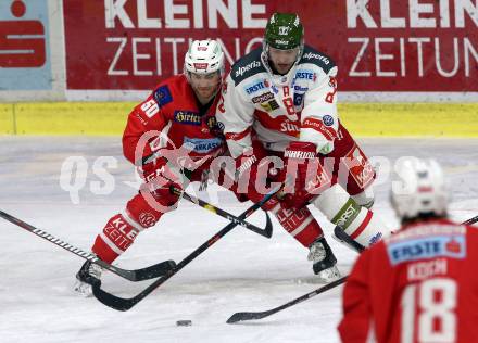 EBEL. Eishockey Bundesliga. KAC gegen	HCB Suedtirol Alperia. Matthew Neal (KAC), Marco Insam (Bozen). Klagenfurt, am 17.3.2019.
Foto: Kuess

---
pressefotos, pressefotografie, kuess, qs, qspictures, sport, bild, bilder, bilddatenbank