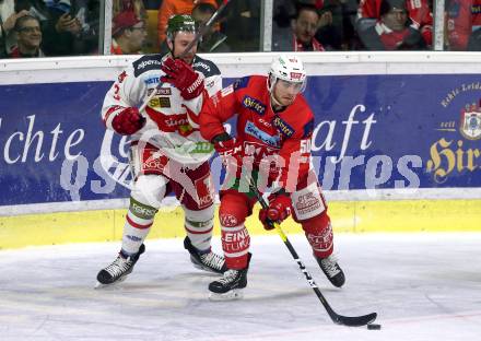 EBEL. Eishockey Bundesliga. KAC gegen	HCB Suedtirol Alperia. Matthew Neal (KAC), Paul Geiger (Bozen). Klagenfurt, am 17.3.2019.
Foto: Kuess

---
pressefotos, pressefotografie, kuess, qs, qspictures, sport, bild, bilder, bilddatenbank