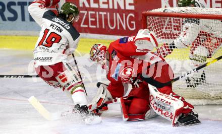 EBEL. Eishockey Bundesliga. KAC gegen	HCB Suedtirol Alperia. Lars Haugen (KAC), Alexander Petan (Bozen). Klagenfurt, am 17.3.2019.
Foto: Kuess

---
pressefotos, pressefotografie, kuess, qs, qspictures, sport, bild, bilder, bilddatenbank