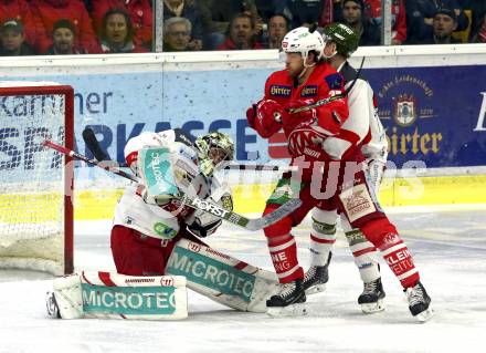 EBEL. Eishockey Bundesliga. KAC gegen	HCB Suedtirol Alperia. Thomas Hundertpfund (KAC), Jacob Wesley Smith (Bozen). Klagenfurt, am 17.3.2019.
Foto: Kuess

---
pressefotos, pressefotografie, kuess, qs, qspictures, sport, bild, bilder, bilddatenbank