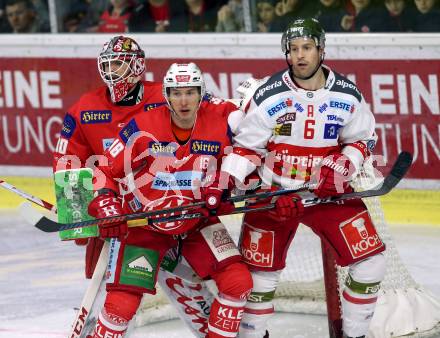 EBEL. Eishockey Bundesliga. KAC gegen	HCB Suedtirol Alperia. Patrick Harand, Lars Haugen (KAC), Michael Blunden (Bozen). Klagenfurt, am 17.3.2019.
Foto: Kuess

---
pressefotos, pressefotografie, kuess, qs, qspictures, sport, bild, bilder, bilddatenbank