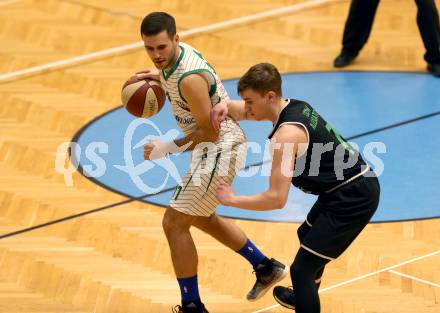 Basketball 2. Bundesliga. Play Down 1. Runde. KOS Celovec gegen   	Deutsch Wagram Alligators. Toman Feinig,  (KOS), Jan Paul Kvasnicka (Deutsch Wagram). Klagenfurt, am 16.3.2019.
Foto: Kuess
---
pressefotos, pressefotografie, kuess, qs, qspictures, sport, bild, bilder, bilddatenbank