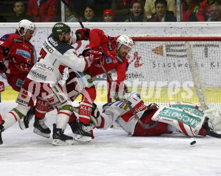 EBEL. Eishockey Bundesliga. KAC gegen	HCB Suedtirol Alperia. Andrew Jacob Kozek, Siim Liivik,  (KAC), Daniel Catenacci, Jacob Wesley Smith (Bozen). Klagenfurt, am 22.3.2019.
Foto: Kuess

---
pressefotos, pressefotografie, kuess, qs, qspictures, sport, bild, bilder, bilddatenbank