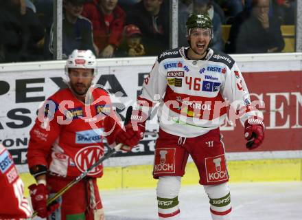 EBEL. Eishockey Bundesliga. KAC gegen	HCB Suedtirol Alperia.  Torjubel Ivan Deluca (Bozen). Klagenfurt, am 22.3.2019.
Foto: Kuess

---
pressefotos, pressefotografie, kuess, qs, qspictures, sport, bild, bilder, bilddatenbank