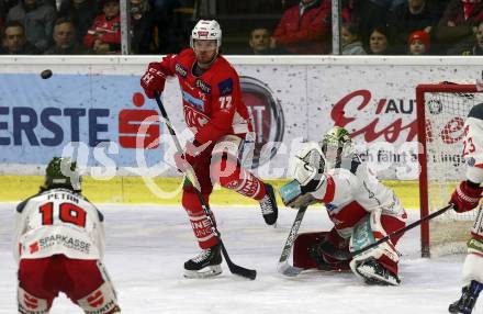 EBEL. Eishockey Bundesliga. KAC gegen	HCB Suedtirol Alperia. Siim Liivik,  (KAC), Jacob Wesley Smith (Bozen). Klagenfurt, am 22.3.2019.
Foto: Kuess

---
pressefotos, pressefotografie, kuess, qs, qspictures, sport, bild, bilder, bilddatenbank