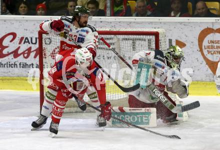 EBEL. Eishockey Bundesliga. KAC gegen	HCB Suedtirol Alperia. Andrew Jacob Kozek,  (KAC), Stefano Marchetti, Jacob Wesley Smith (Bozen). Klagenfurt, am 22.3.2019.
Foto: Kuess

---
pressefotos, pressefotografie, kuess, qs, qspictures, sport, bild, bilder, bilddatenbank