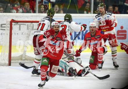 EBEL. Eishockey Bundesliga. KAC gegen	HCB Suedtirol Alperia. Torjubel Marcel Witting, Siim Liivik (KAC). Klagenfurt, am 22.3.2019.
Foto: Kuess

---
pressefotos, pressefotografie, kuess, qs, qspictures, sport, bild, bilder, bilddatenbank