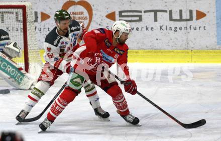 EBEL. Eishockey Bundesliga. KAC gegen	HCB Suedtirol Alperia. Andrew Jacob Kozek,  (KAC), Timothy Campbell (Bozen). Klagenfurt, am 22.3.2019.
Foto: Kuess

---
pressefotos, pressefotografie, kuess, qs, qspictures, sport, bild, bilder, bilddatenbank