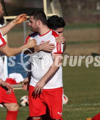 Fussball Kaerntner Liga. Woelfnitz gegen Bleiburg.  Torjubel Guenther Zussner (Woelfnitz). Woelfnitz, am 23.3.2019.
Foto: Kuess
---
pressefotos, pressefotografie, kuess, qs, qspictures, sport, bild, bilder, bilddatenbank