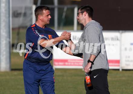 Fussball Kaerntner Liga. Woelfnitz gegen Bleiburg. Trainer Michael Geyer,  (Woelfnitz), Trainer Mario Andreas Petschnig (Bleiburg). Woelfnitz, am 23.3.2019.
Foto: Kuess
---
pressefotos, pressefotografie, kuess, qs, qspictures, sport, bild, bilder, bilddatenbank