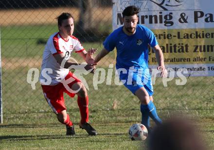 Fussball Kaerntner Liga. Woelfnitz gegen Bleiburg. Johannes Mederer,  (Woelfnitz), Dominik Peketz (Bleiburg). Woelfnitz, am 23.3.2019.
Foto: Kuess
---
pressefotos, pressefotografie, kuess, qs, qspictures, sport, bild, bilder, bilddatenbank