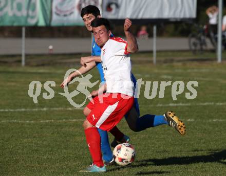 Fussball Kaerntner Liga. Woelfnitz gegen Bleiburg. Michael Schneider,  (Woelfnitz), Christopher Knauder (Bleiburg). Woelfnitz, am 23.3.2019.
Foto: Kuess
---
pressefotos, pressefotografie, kuess, qs, qspictures, sport, bild, bilder, bilddatenbank