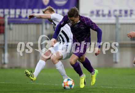 Fussball. 2. Liga. âSK Austria Klagenfurt gegen FC Juniors OOE. Benedikt Pichler,  (Klagenfurt), Christopher Cvetko (FC Juniors OOE). Klagenfurt, 29.3.2019.
Foto: Kuess
---
pressefotos, pressefotografie, kuess, qs, qspictures, sport, bild, bilder, bilddatenbank