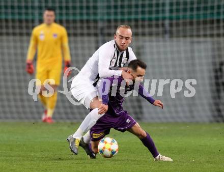 Fussball. 2. Liga. âSK Austria Klagenfurt gegen FC Juniors OOE. Okan Aydin,  (Klagenfurt),  Dogan Erdogan (FC Juniors OOE). Klagenfurt, 29.3.2019.
Foto: Kuess
---
pressefotos, pressefotografie, kuess, qs, qspictures, sport, bild, bilder, bilddatenbank