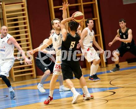 Basketball 2. Bundesliga. Play-Offs 2. Runde. Woerthersee Piraten gegen BK Mattersburg Rocks.  Sebastian Schaal (Woerthersee Piraten),  Maximilan Huebner (Mattersburg). Klagenfurt, am 29.3.2019.
Foto: Kuess
---
pressefotos, pressefotografie, kuess, qs, qspictures, sport, bild, bilder, bilddatenbank