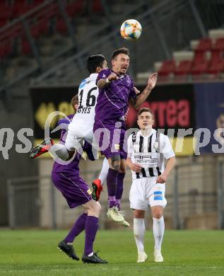 Fussball. 2. Liga. âSK Austria Klagenfurt gegen FC Juniors OOE. Philipp Huetter,  (Klagenfurt), Andy Josue Reyes Vado (FC Juniors OOE). Klagenfurt, 29.3.2019.
Foto: Kuess
---
pressefotos, pressefotografie, kuess, qs, qspictures, sport, bild, bilder, bilddatenbank