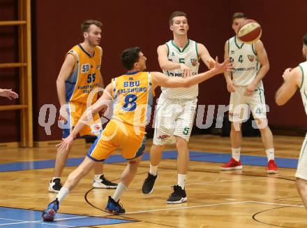 Basketball 2. Bundesliga. Play Down 3. Runde. KOS Celovec gegen BBU Salzburg. Andi Smrtnik,  (KOS), Dusan Oluic (BBU Salzburg). Klagenfurt, am 30.3.2019.
Foto: Kuess
---
pressefotos, pressefotografie, kuess, qs, qspictures, sport, bild, bilder, bilddatenbank
