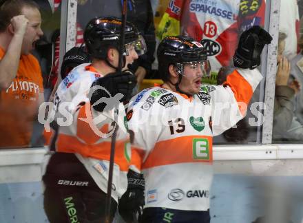 EBEL. Eishockey Bundesliga. KAC gegen	Moser Medical Graz99ers.  Torjubel Colton Jaret Yellow Horn  (Graz). Klagenfurt, am 31.3.2019.
Foto: Kuess

---
pressefotos, pressefotografie, kuess, qs, qspictures, sport, bild, bilder, bilddatenbank