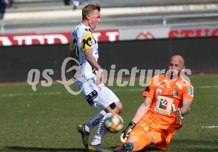 Fussball tipico Bundesliga. RZ Pellets WAC gegen LASK. Alexander Kofler,  (WAC), Thomas Goiginger (LASK). Wolfsberg, am 23.2.2019.
Foto: Kuess

---
pressefotos, pressefotografie, kuess, qs, qspictures, sport, bild, bilder, bilddatenbank