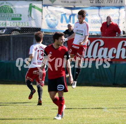 Fussball Kaerntner Liga. St. Jakob/Ros. gegen St. Michael/Bl..  Torjubel Arnold Gross  (St.Michael). St. Jakob, am 30.3.2019.
Foto: Kuess
---
pressefotos, pressefotografie, kuess, qs, qspictures, sport, bild, bilder, bilddatenbank