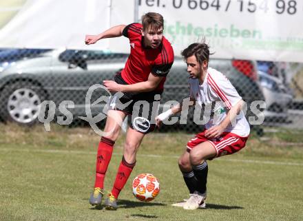 Fussball Kaerntner Liga. St. Jakob/Ros. gegen St. Michael/Bl..  Florian Schaller (St.Jakob), Arnold Gross (St.Michael). St. Jakob, am 30.3.2019.
Foto: Kuess
---
pressefotos, pressefotografie, kuess, qs, qspictures, sport, bild, bilder, bilddatenbank