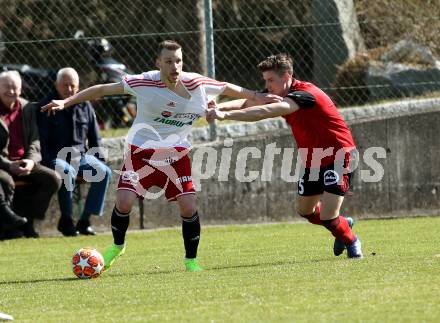 Fussball Kaerntner Liga. St. Jakob/Ros. gegen St. Michael/Bl.. Roman Struger (St.Jakob), Ziga Anzelj (St.Michael). St. Jakob, am 30.3.2019.
Foto: Kuess
---
pressefotos, pressefotografie, kuess, qs, qspictures, sport, bild, bilder, bilddatenbank