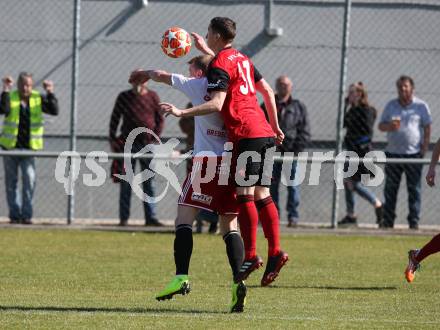 Fussball Kaerntner Liga. St. Jakob/Ros. gegen St. Michael/Bl..  Alexander Stroj (St.Jakob), Ziga Anzelj (St.Michael). St. Jakob, am 30.3.2019.
Foto: Kuess
---
pressefotos, pressefotografie, kuess, qs, qspictures, sport, bild, bilder, bilddatenbank