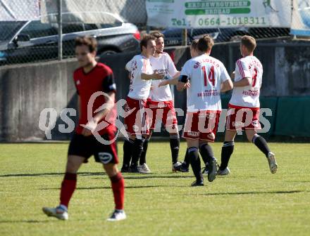 Fussball Kaerntner Liga. St. Jakob/Ros. gegen St. Michael/Bl..  Torjubel Arnold Gross  (St.Michael). St. Jakob, am 30.3.2019.
Foto: Kuess
---
pressefotos, pressefotografie, kuess, qs, qspictures, sport, bild, bilder, bilddatenbank