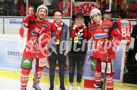 EBEL. Eishockey Bundesliga. KAC gegen	Moser Medical Graz99ers. Antenne Fan Bank. Patrick Harand, Nikolaus Kraus (KAC). Klagenfurt, am 5.4.2019.
Foto: Kuess

---
pressefotos, pressefotografie, kuess, qs, qspictures, sport, bild, bilder, bilddatenbank