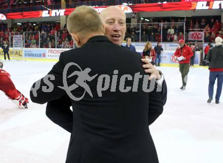 EBEL. Eishockey Bundesliga. KAC gegen	Moser Medical Graz99ers. Trainer Petri Matikainen,  (KAC),  Trainer Doug Mason (Graz). Klagenfurt, am 5.4.2019.
Foto: Kuess

---
pressefotos, pressefotografie, kuess, qs, qspictures, sport, bild, bilder, bilddatenbank